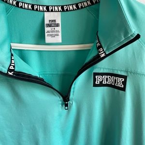 Pink half zip 90% polyester 10% elastase